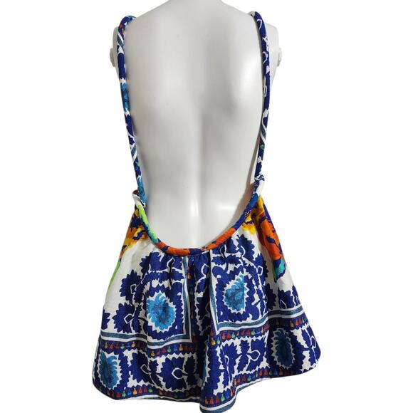 Farm Rio Flower Tapestry Blouse Flower Tapestry Off-White M Spaghetti Strap New - Picture 5 of 8